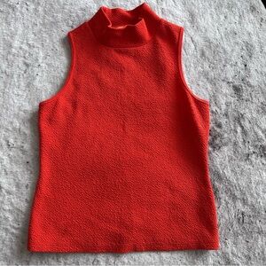 Maeve by Anthropologie  Orange Textured Mock Neck Pullover Tank Top, Small